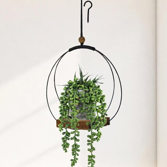 Hanging Planter for Indoor Plants - Outdoor Plant Hanger, Mid Century Metal Plan - Picture 1 of 7